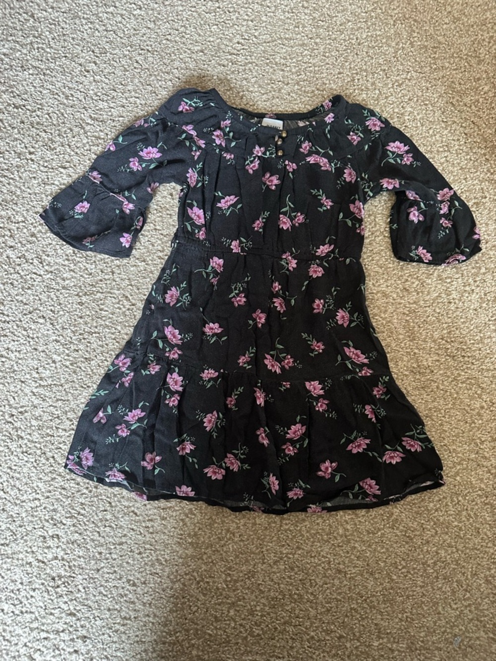 Old Navy Black Dress with Pink Floral Print